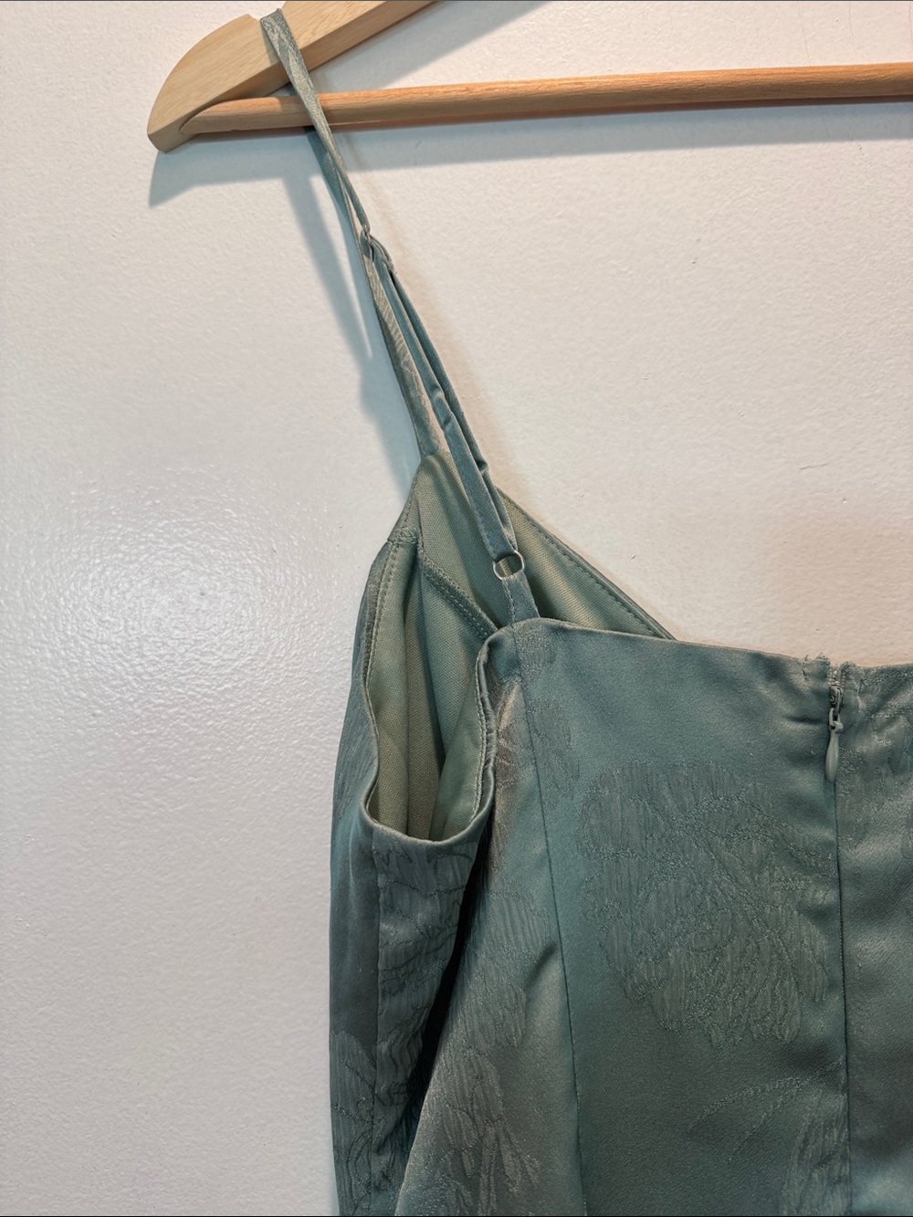 Alter’d State Satin Slip Dress with Ruffle Hem - Sage Green - Picture 9 of 16